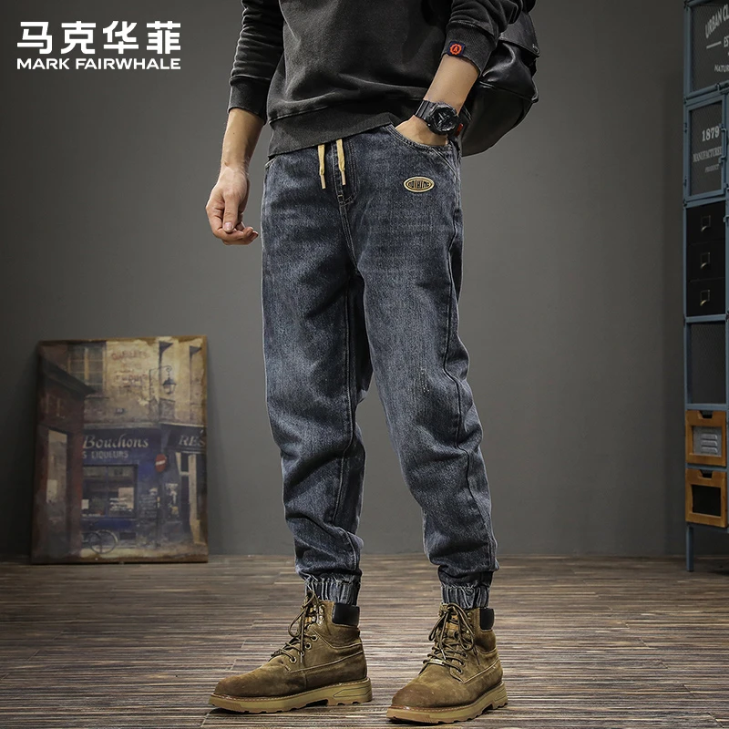 马克华菲冬季2025新款加绒牛仔裤男高端加厚工装裤子束脚休闲长裤