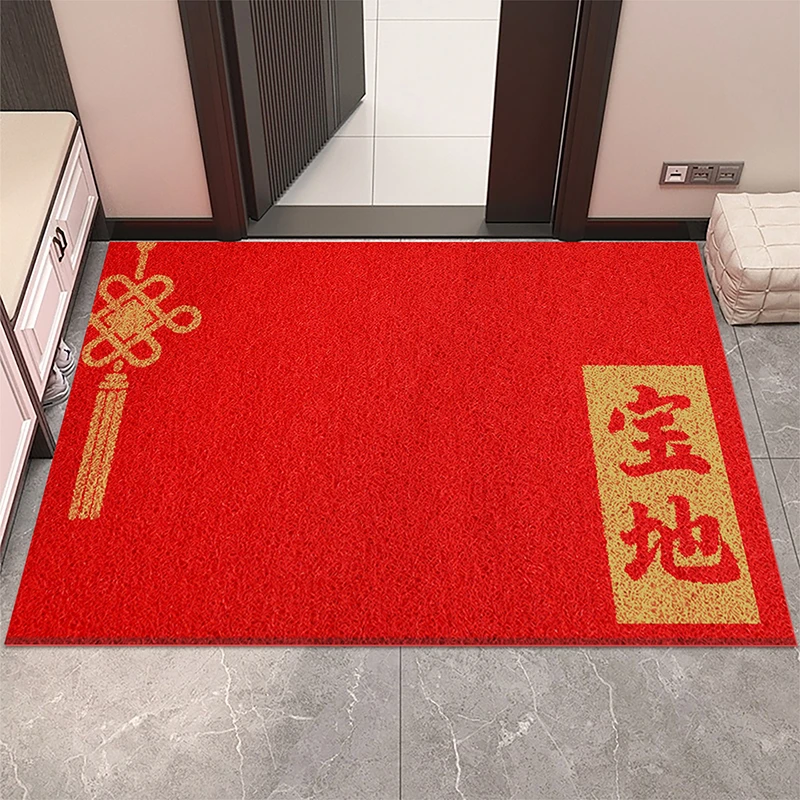 入户门地垫新中式红色喜庆门口脚垫家用玄关进门门垫防滑耐磨地毯