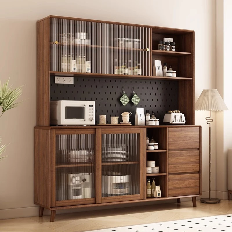 实木餐边柜收纳柜中古风储物柜客厅餐厅置物简约家用轻奢玄关