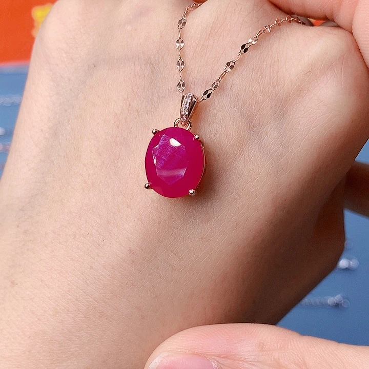 红宝石颈饰银S925镶嵌