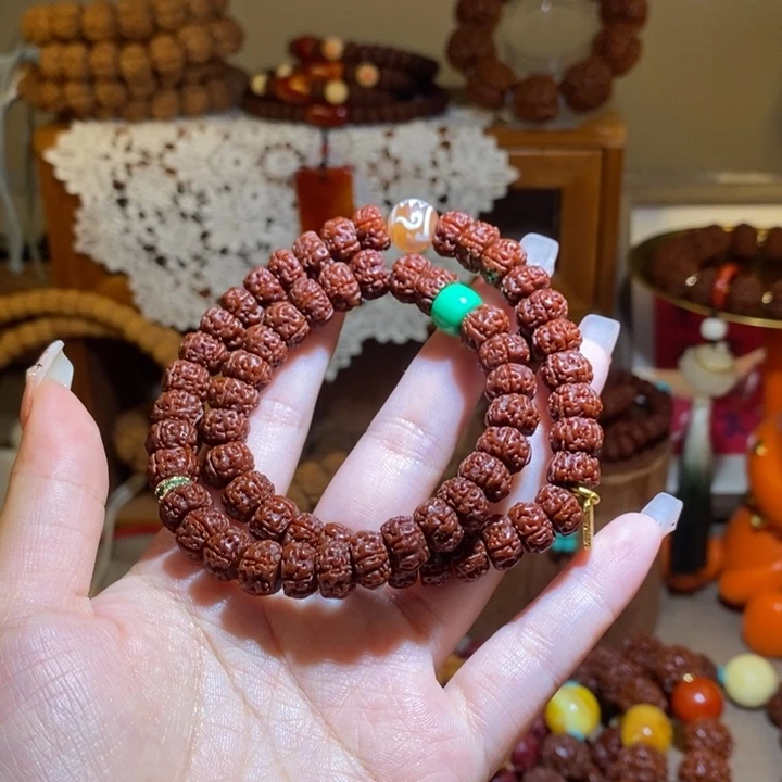 精***灵金刚菩提吊坠105黑金刚纯血老树王双圈手持一物