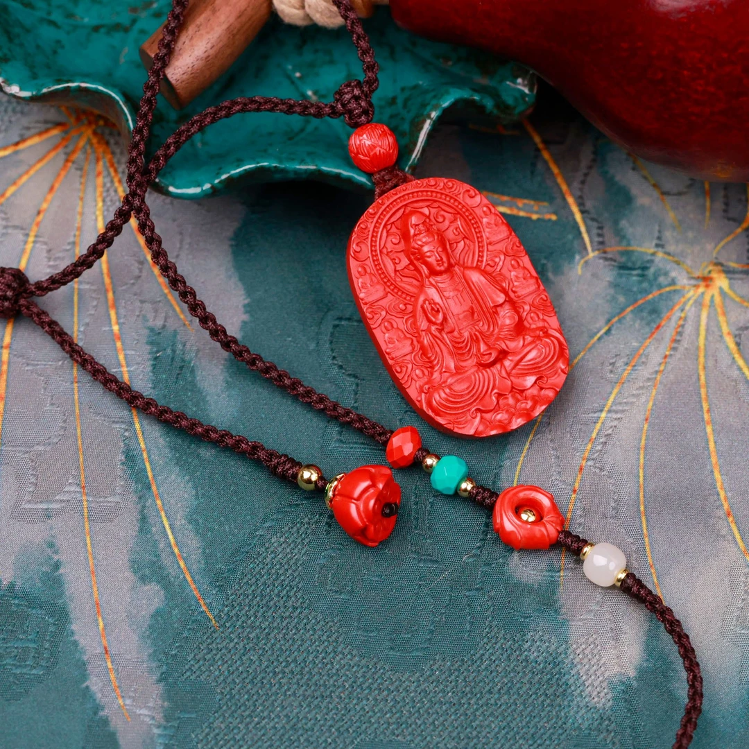 含辰砂工艺品【破冰专属】【一生平安观音菩萨吊坠】