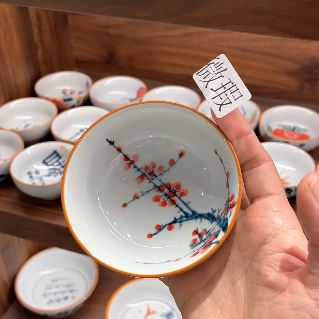 釉下手绘茶具微瑕