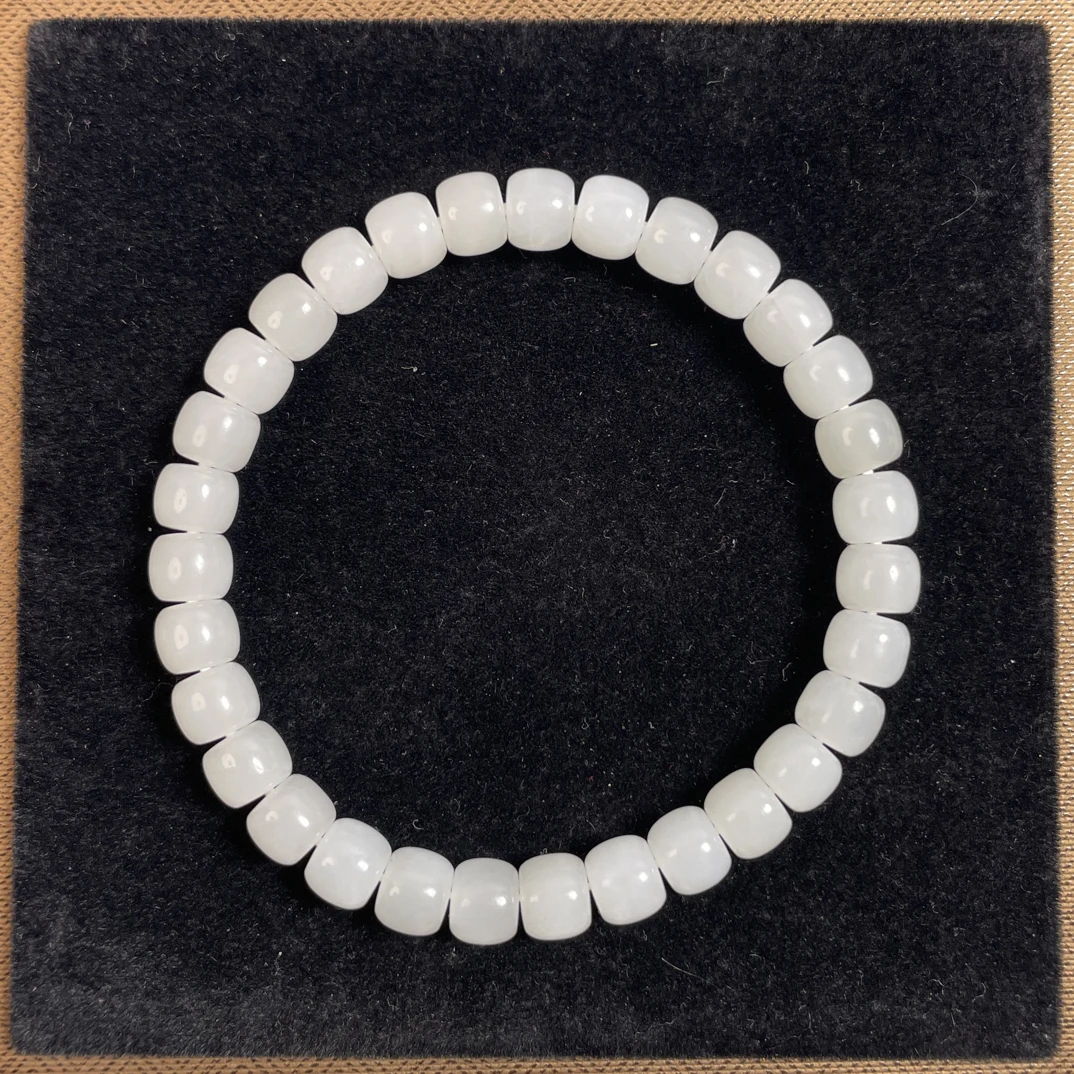 和田玉白玉直切极限弧手串男女款