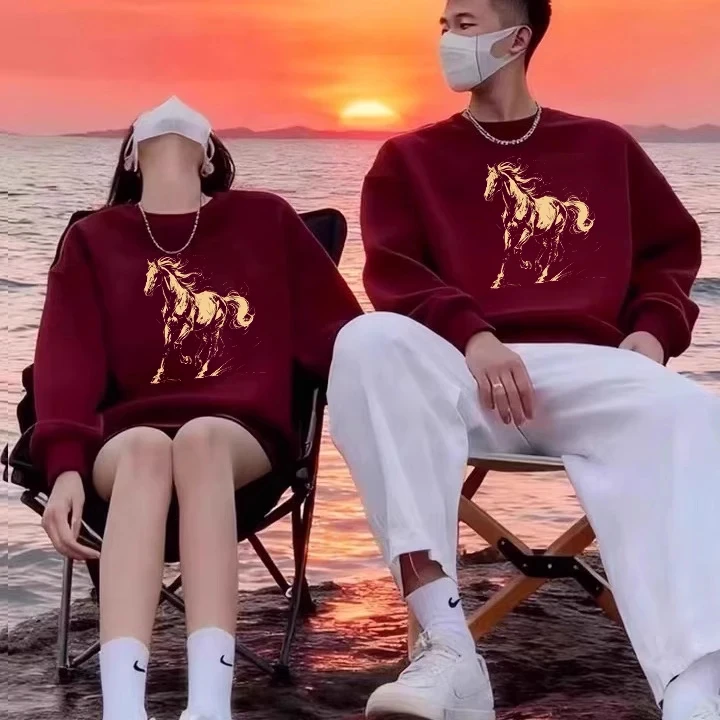 新款今年流行爆款卫衣2026马年本命年红色加绒喜庆年服时尚休闲