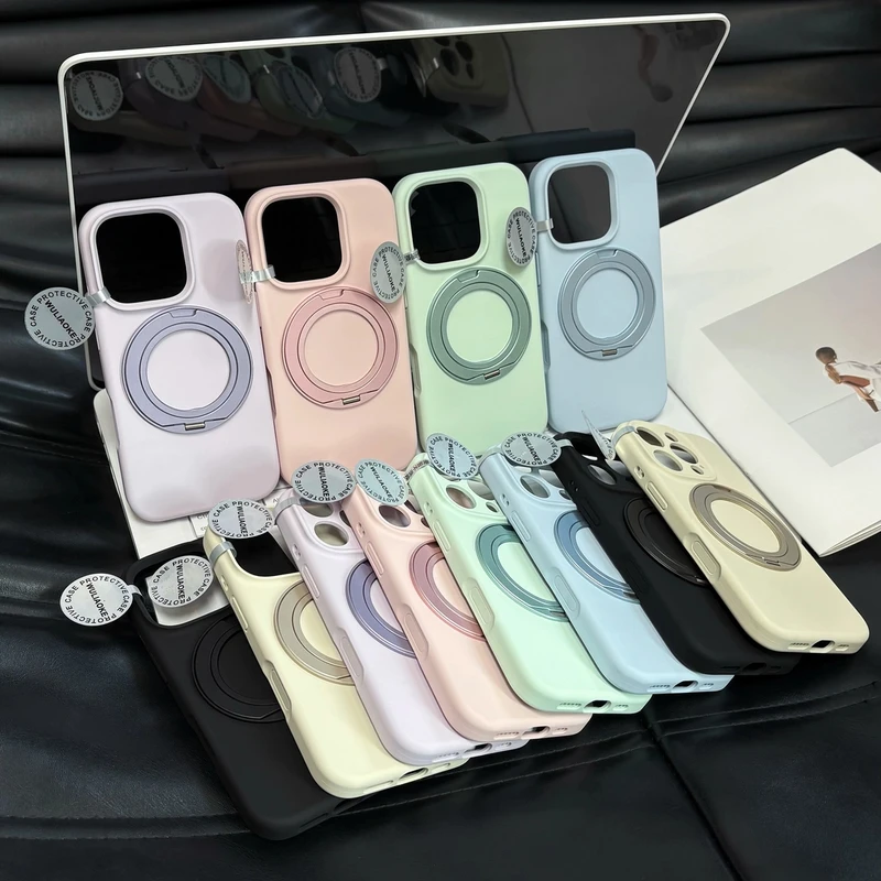 大孔*强磁吸360旋转金属支架液态硅胶ai按键全包适用苹果16promax