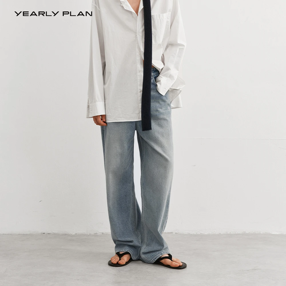 YEARLY PLAN 2025秋 轻松休闲舒适自然怀旧中腰萝卜牛仔长裤 3021