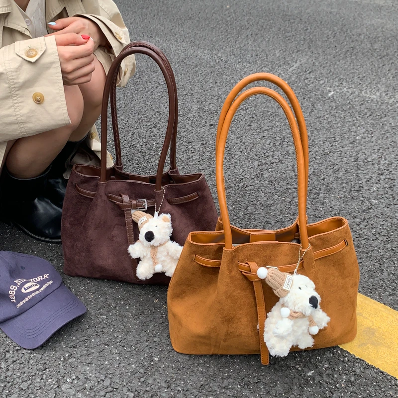 PARACVTOU/帕卡图纯色编织磨砂托特包简约风单肩包大包时尚慵懒风