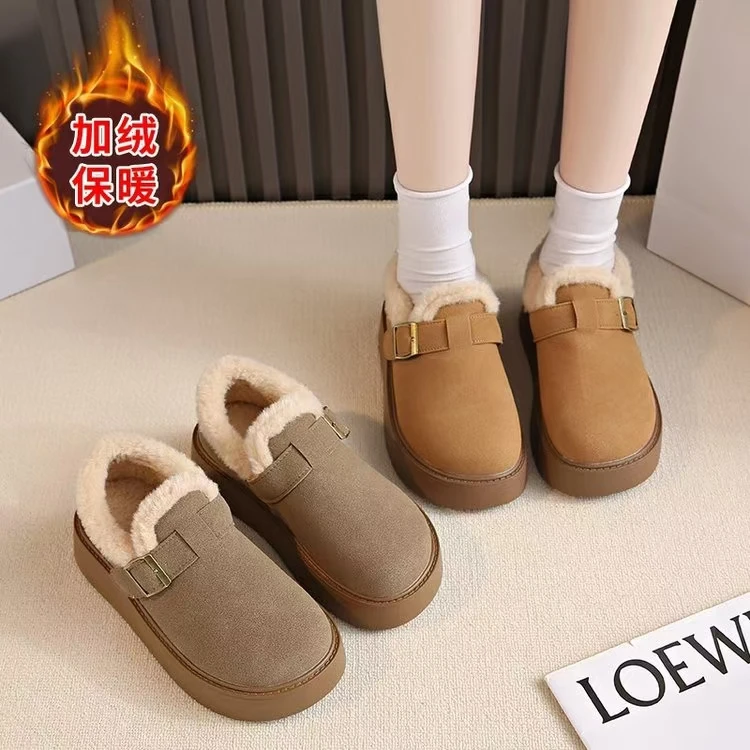 W-8新款厚底边扣舒适百搭圆头休闲博肯鞋仓