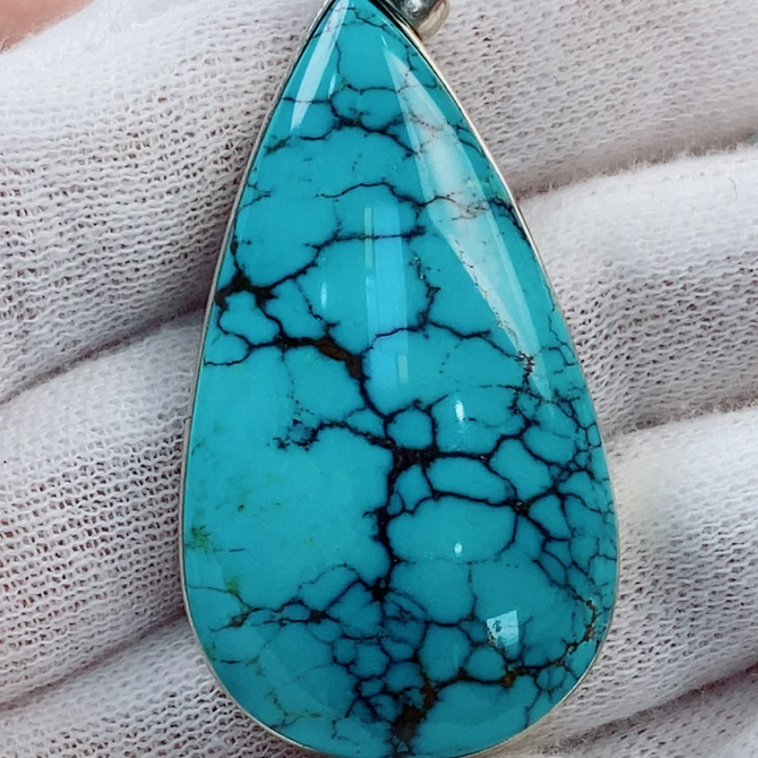 绿松石银S925镶嵌原矿无优化