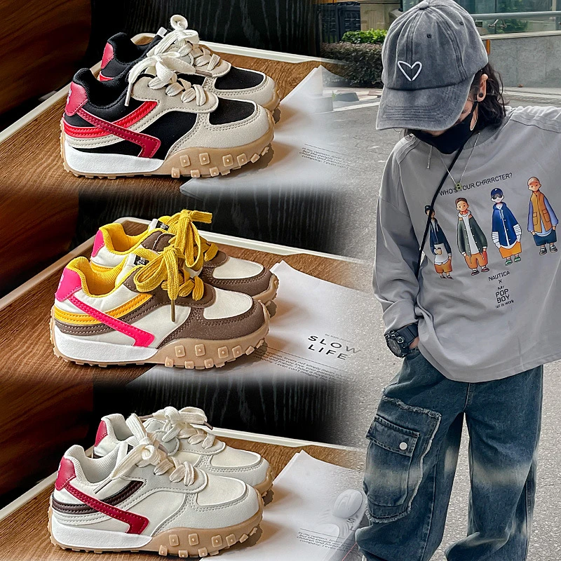 25春季新款儿童运动鞋男童中性跑步鞋中大童鞋女童拼色阿甘鞋669