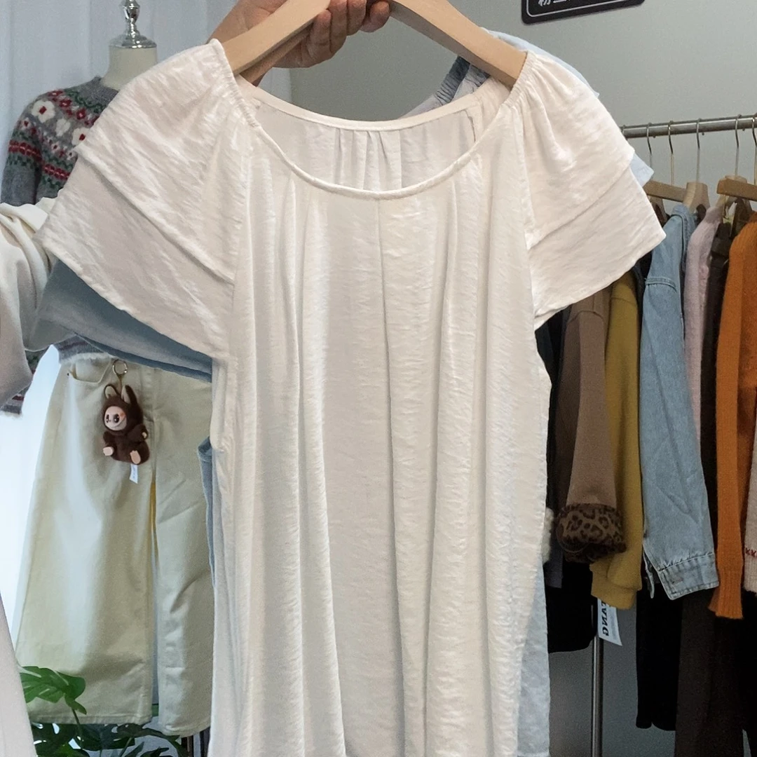 聚酯纤维（涤纶）圆领棉麻小衫