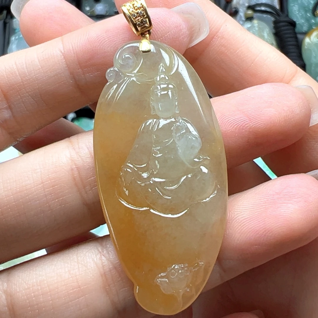 翡翠18K金镶嵌颈饰悟道