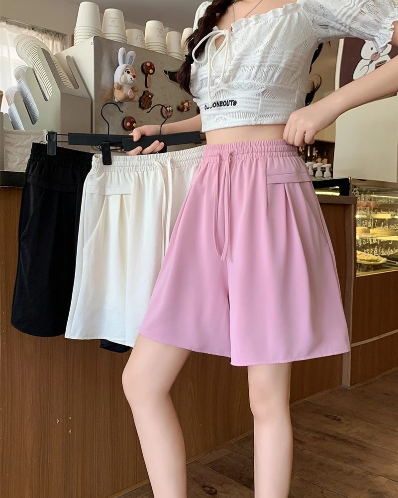 2025夏装新款胖mm大码女显瘦百搭凉凉短裤高腰休闲阔腿五分裤