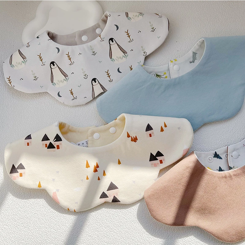 ins韩版棉质柔软宝宝围嘴婴儿口水巾防水双面口水兜围兜森系卡通