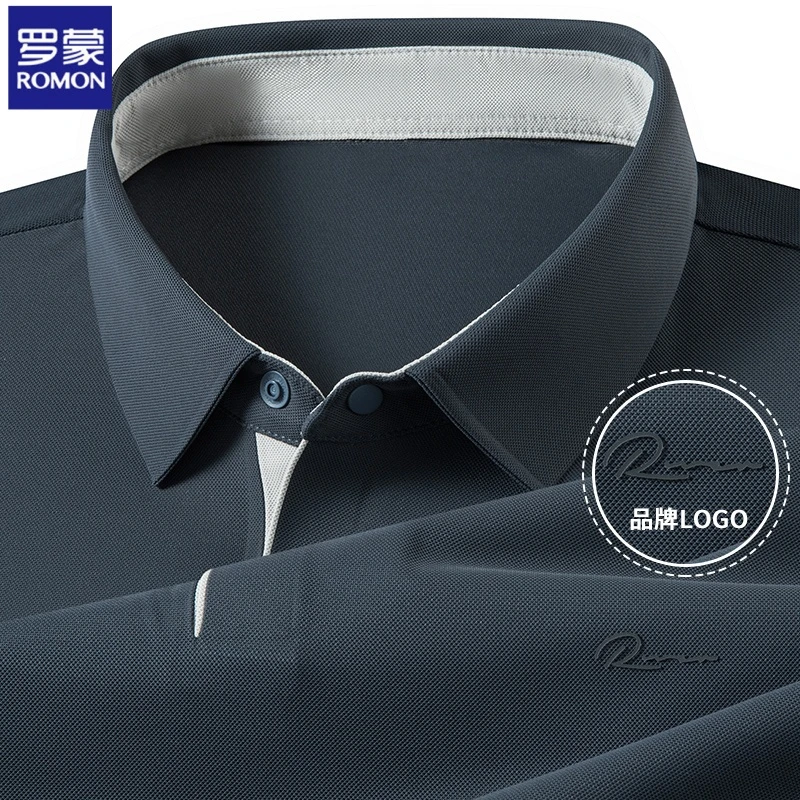 罗蒙男夏季短袖Polo衫冰丝速干polo衫polo纯色宽松透气