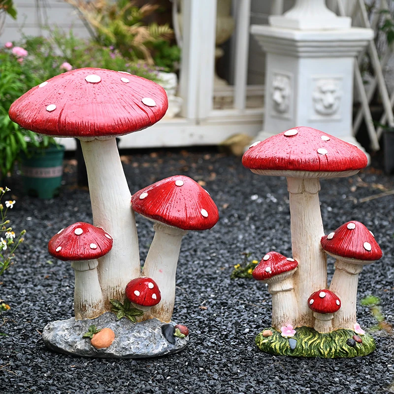 创意蘑菇摆件落地户外花园装饰布置庭院别墅庭院幼儿园植物角装饰