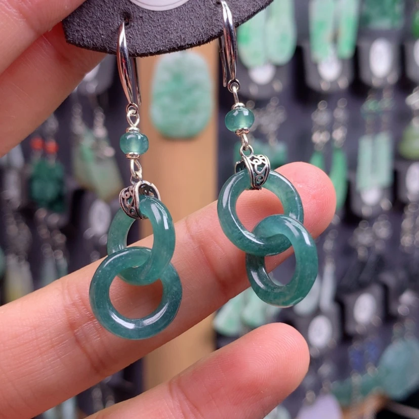 【闪购商品】翡翠银S925镶嵌耳饰*️满意