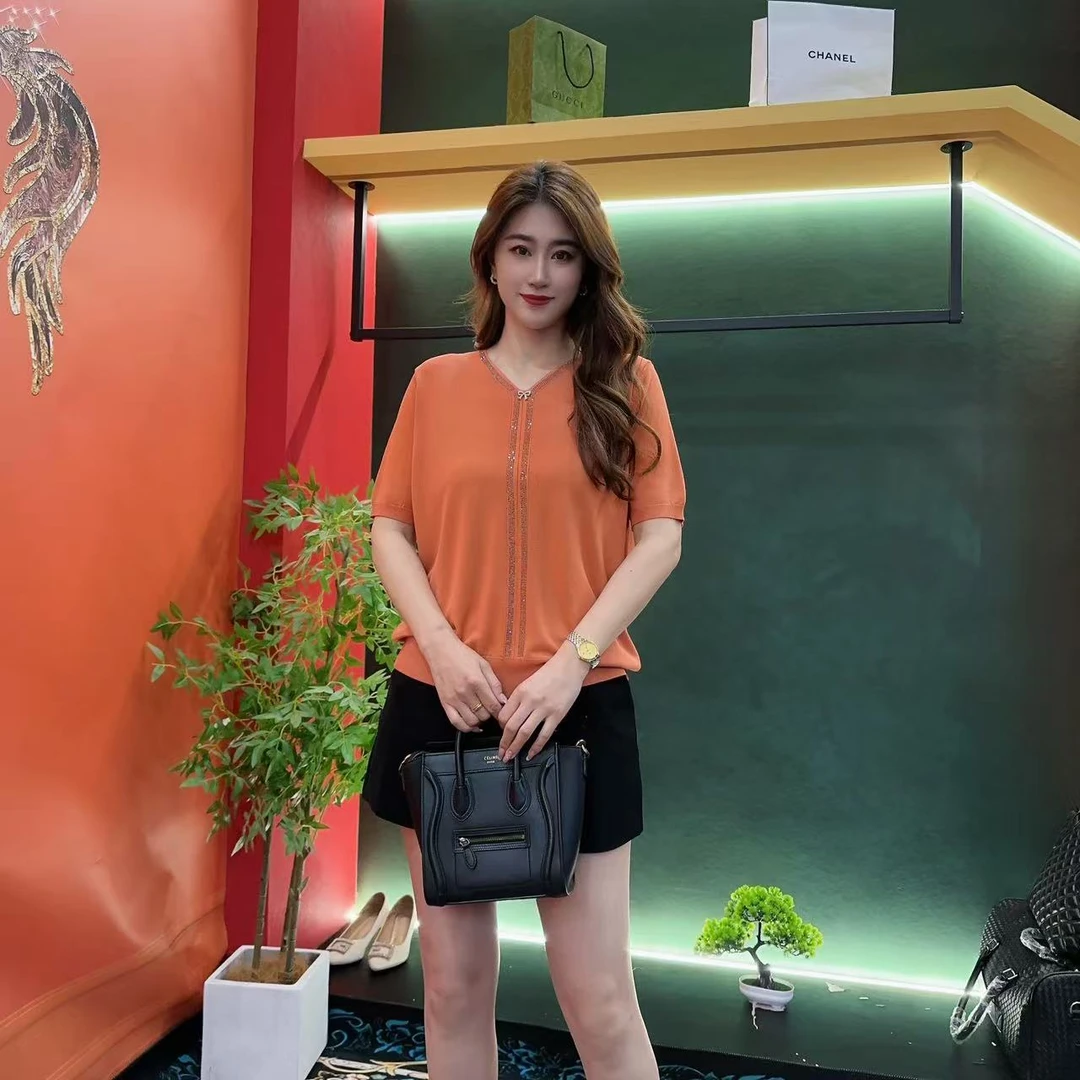 699多金时尚减龄短款爱马橙色裙子春夏女装设计感上衣