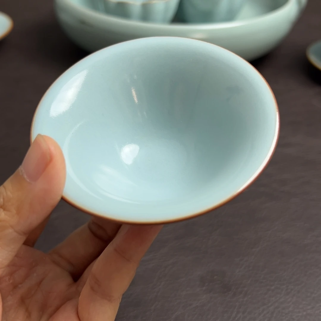 天青色斗笠杯微瑕
