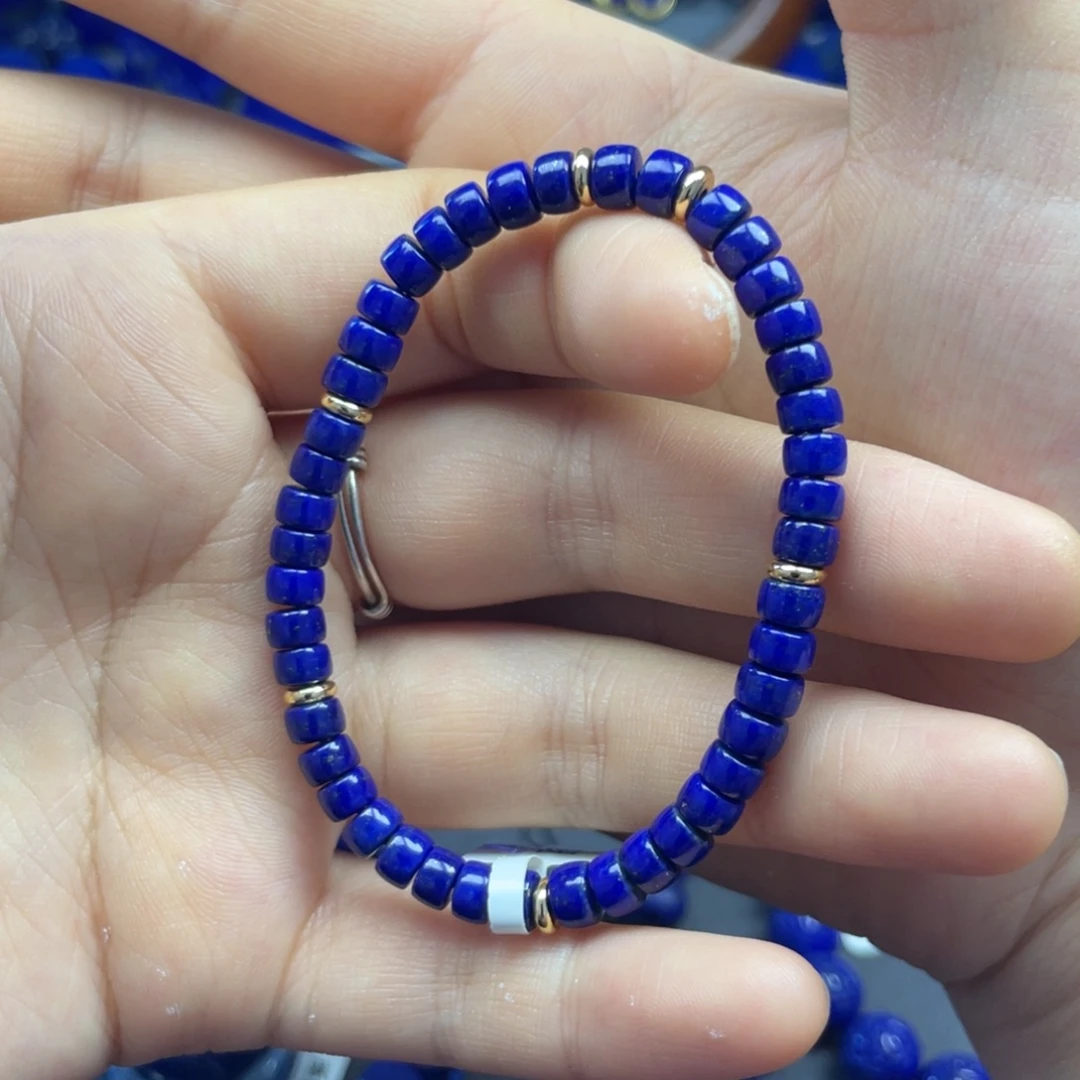 青金石未镶嵌DIY 药片手串5+