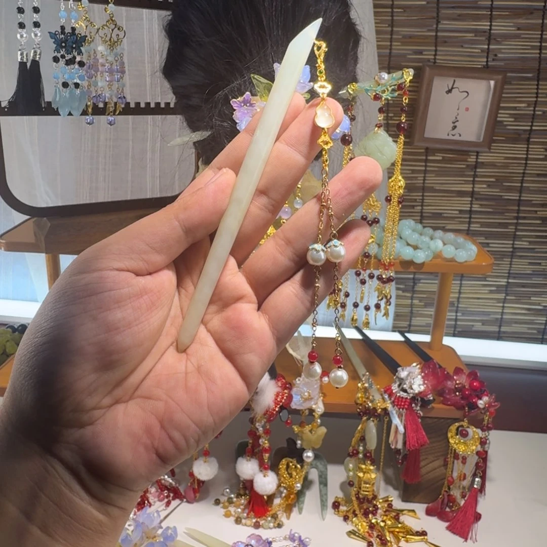 蛇纹石玉合金发饰