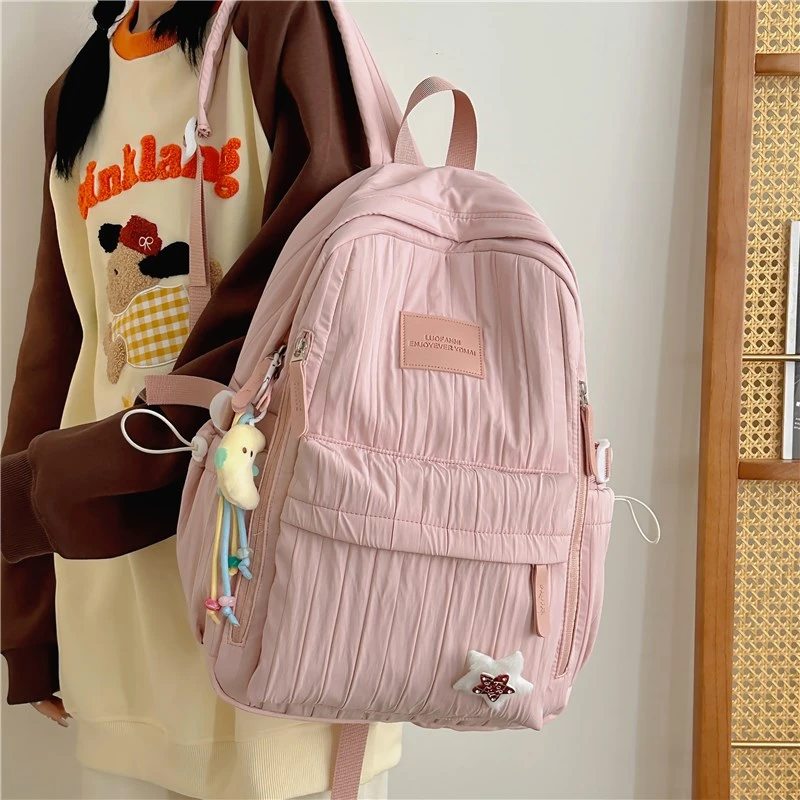 韩系慵懒风书包休闲小清新大学生背包高颜值初中女生双肩包大容量