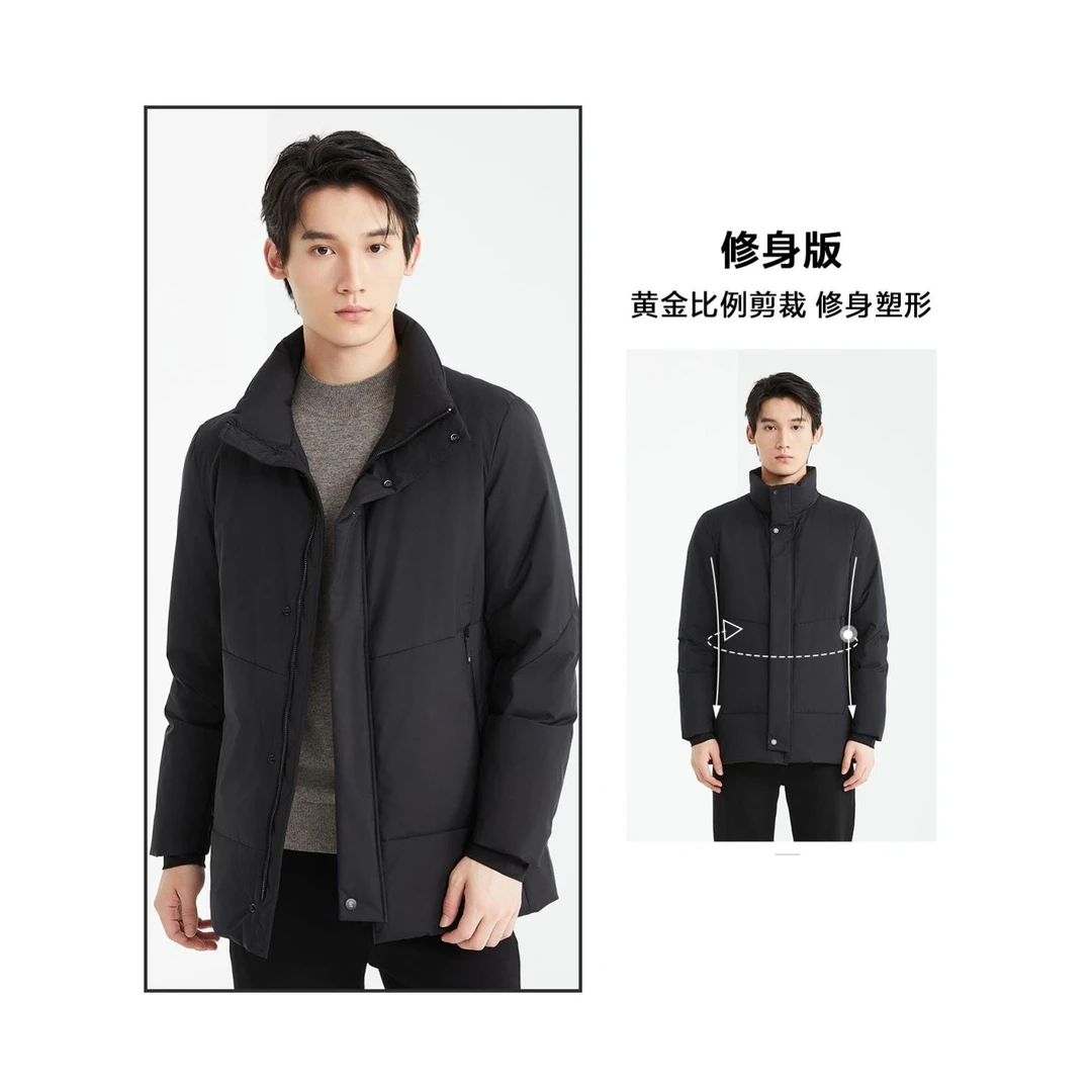 利郎高端羽绒长款风衣 (24DRF951)男士短款休闲连帽中长款