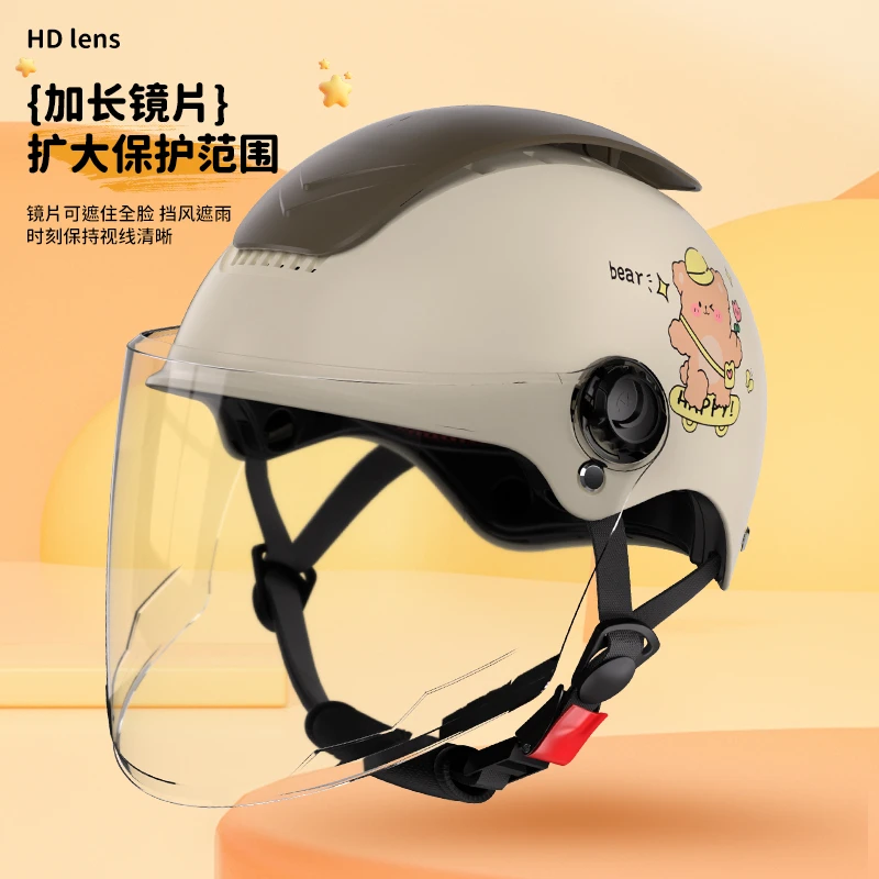 3-14岁3C认证亲子儿童卡通头盔电动电瓶车男女四季通用可爱半盔