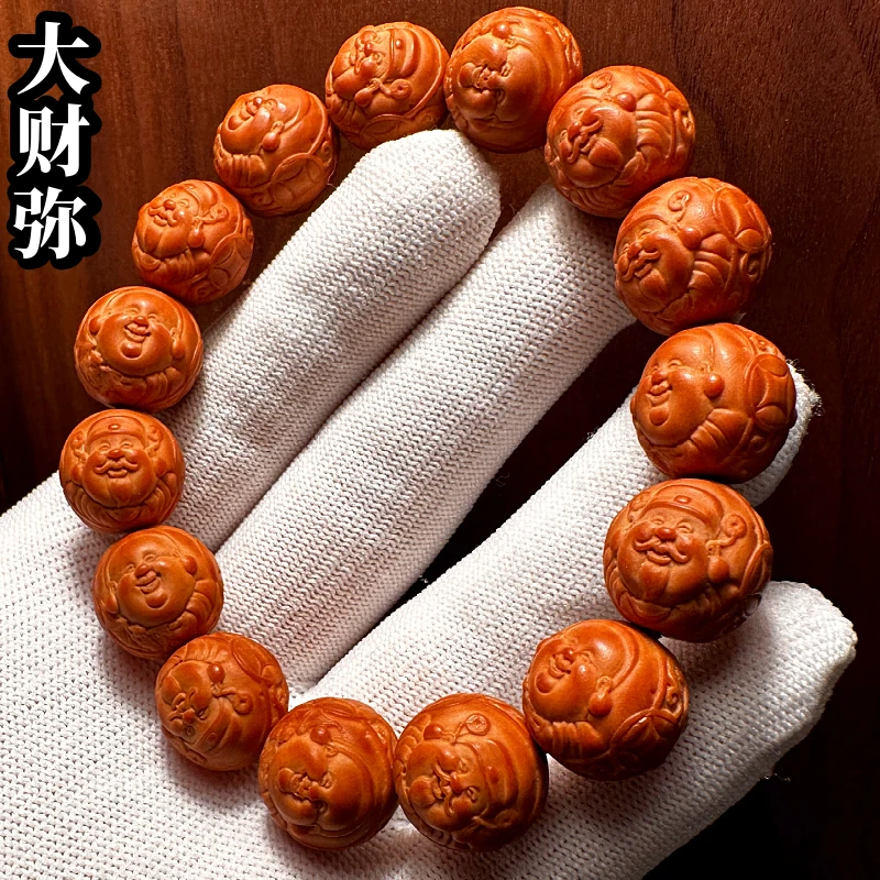 财弥猴头手串高端货大尺寸文玩核桃雕刻财神弥勒男款盘玩橄榄核雕