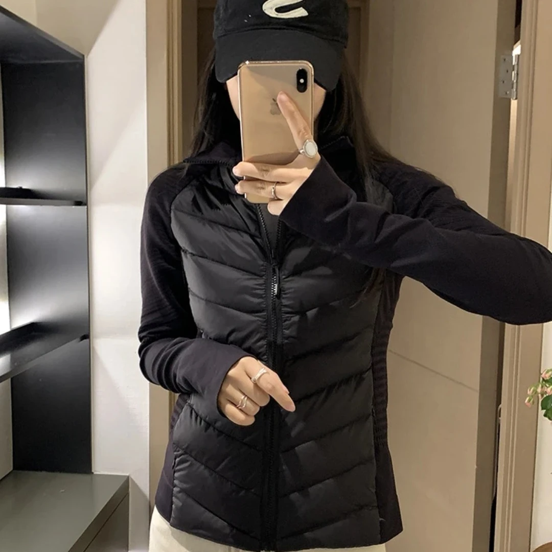 鹅绒服保暖显瘦秋冬跑步健身瑜伽外套琥珀流光女士时尚修身轻薄