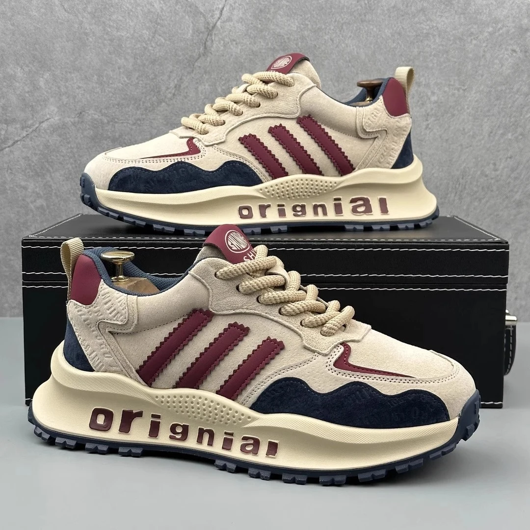 香港LuMeOne明星同款网红轻奢鞋子男老爹鞋秋冬款厚底真皮休闲鞋