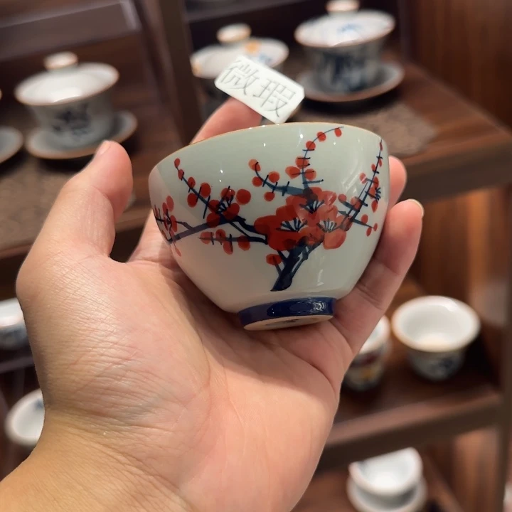 釉下手绘茶具微瑕