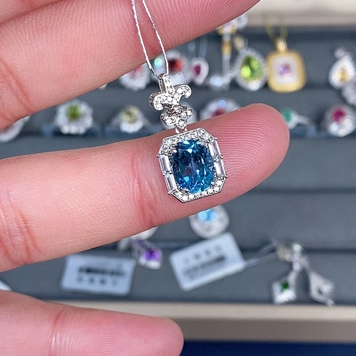 托帕石吊坠(不含链)银S925镶嵌娟