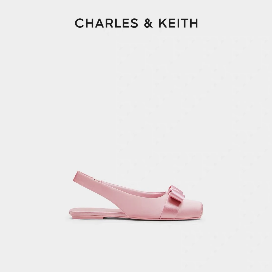 CHARLES & KEITH女鞋时尚百搭缎面平底芭蕾舞蝴蝶结CK1-71720086