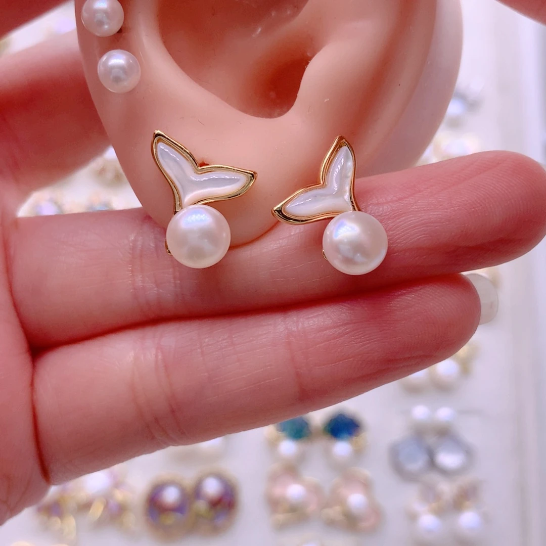 合金淡水珍珠耳饰