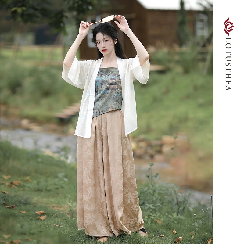 汉尚华莲原创汉服女故山茗宋制改良日常通勤汉元素新中式套装夏季
