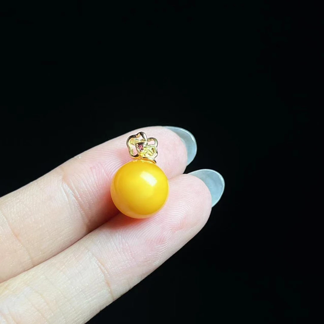 S925蜜蜡吊坠（尺寸10mm）- BTH050带链子