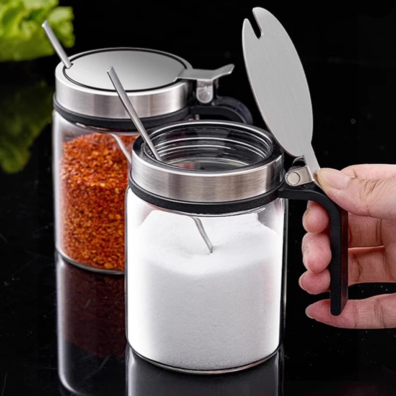厨房家用调料罐玻璃调味料瓶收纳盒密封容器佐料罐盐罐子不锈钢盖