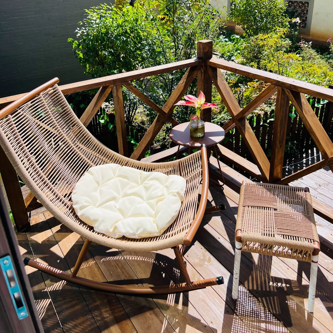 阑珊阁摇椅躺椅阳台家用休闲藤椅懒人复古户外庭院摇摇椅夏季睡觉