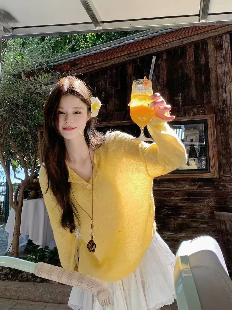 6120# 温柔风薄款休闲长袖针织衫女装春季气质宽松百搭套头上衣