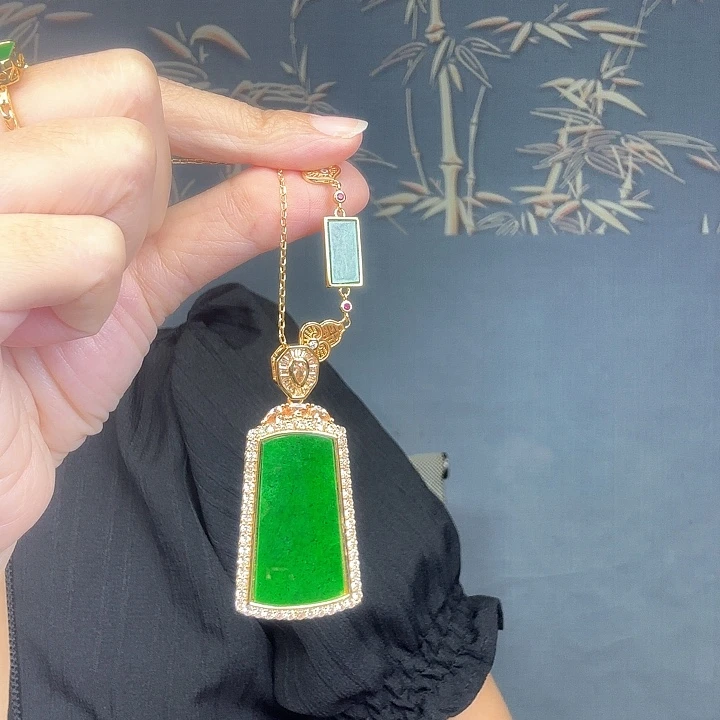 翡翠银S925镶嵌吊坠(赠链)特价