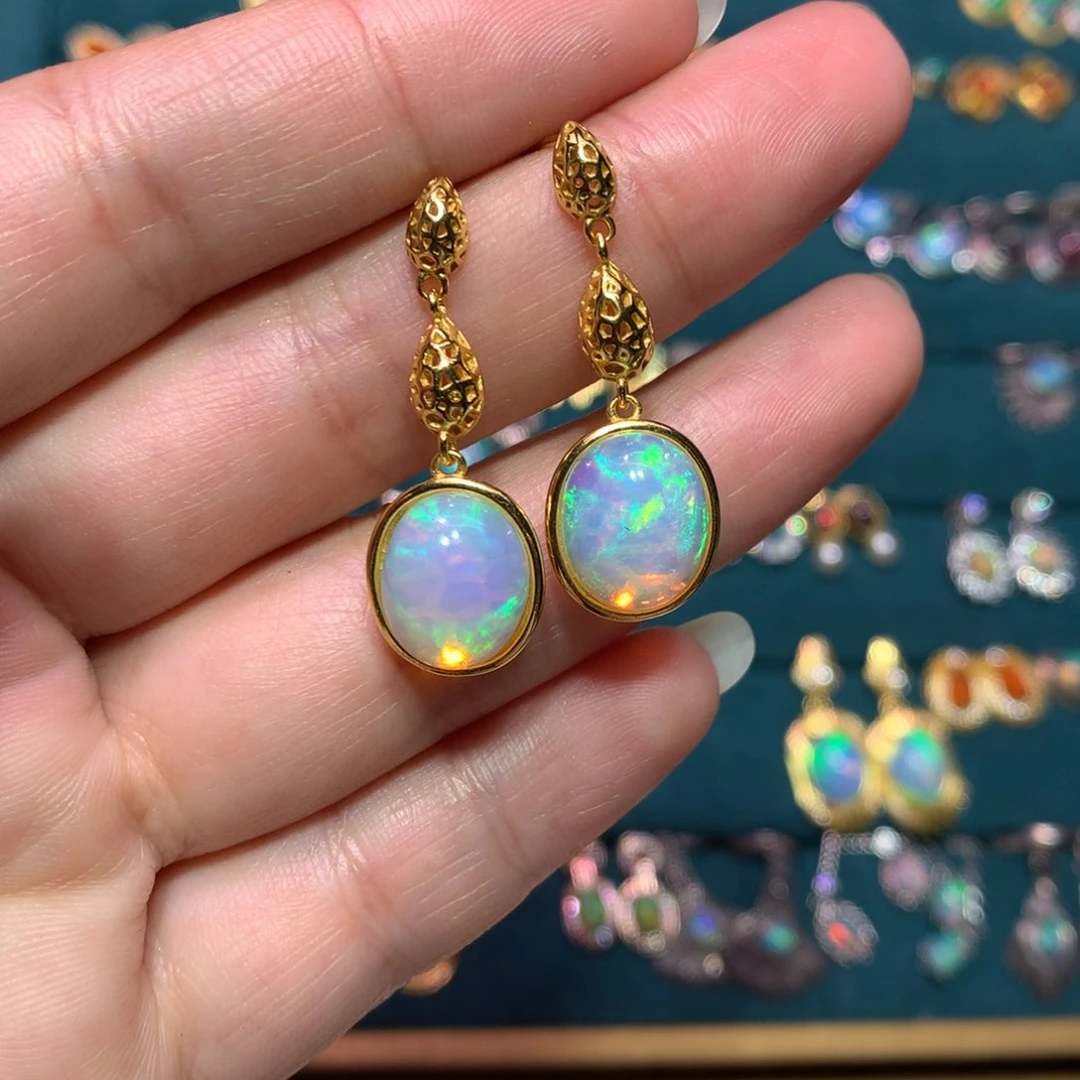 欧泊银S925镶嵌耳钉款式