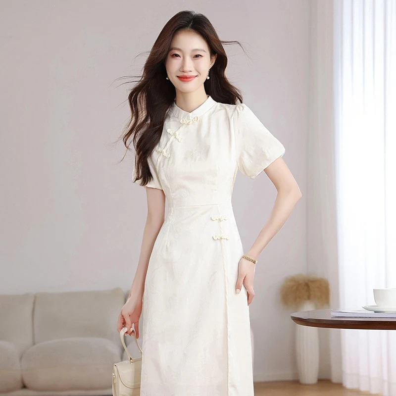2025年夏季新款新中式轻国风复古高级感超仙气质收腰显瘦连衣裙女