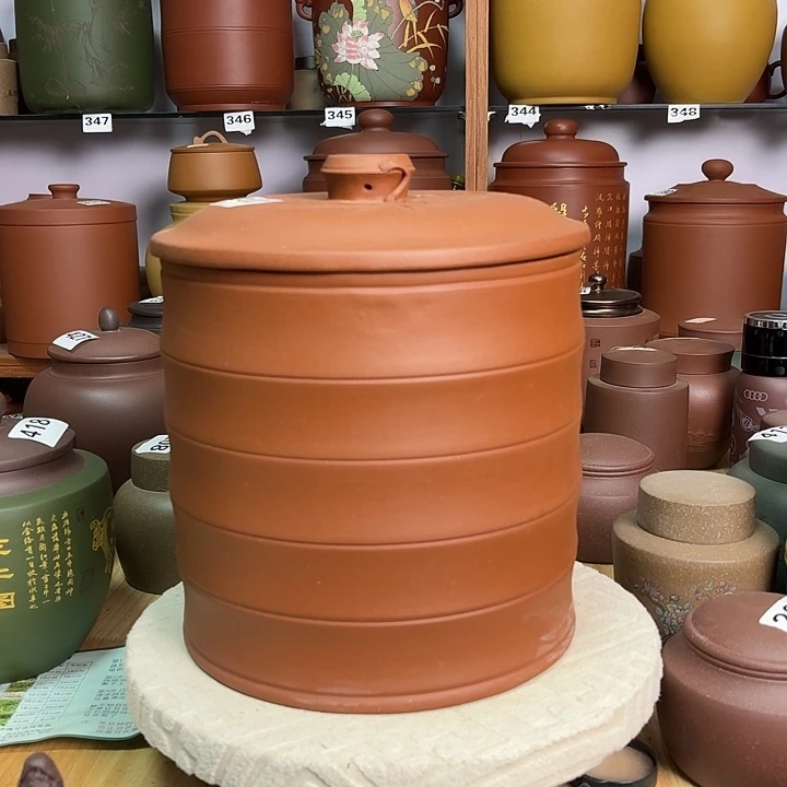 紫砂茶叶罐八饼清水红泥202