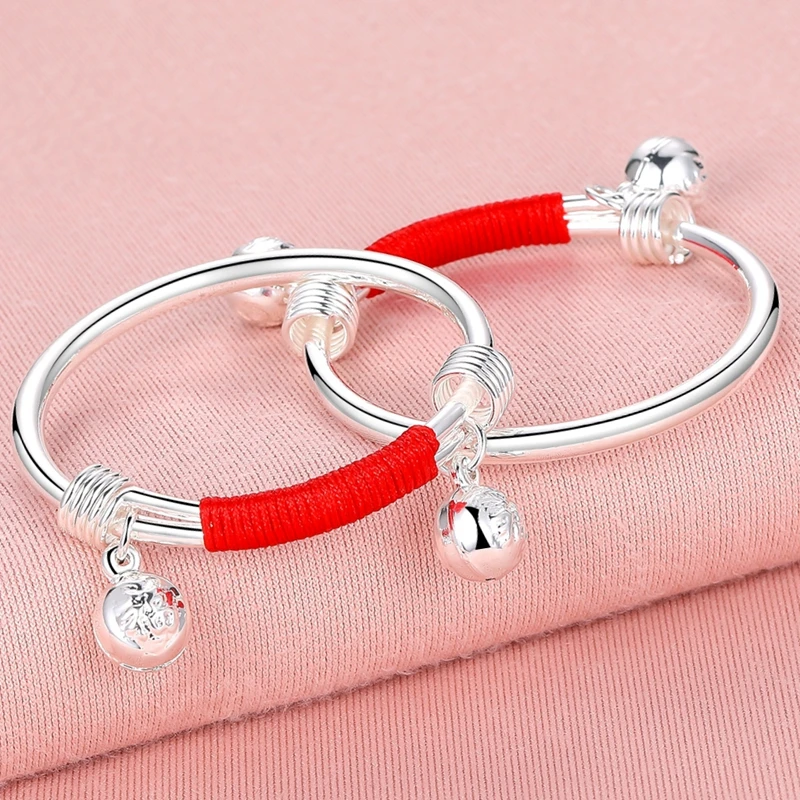 足银手镯 蛇宝宝纯银手镯9999婴儿满月素圈通用实心周岁礼物