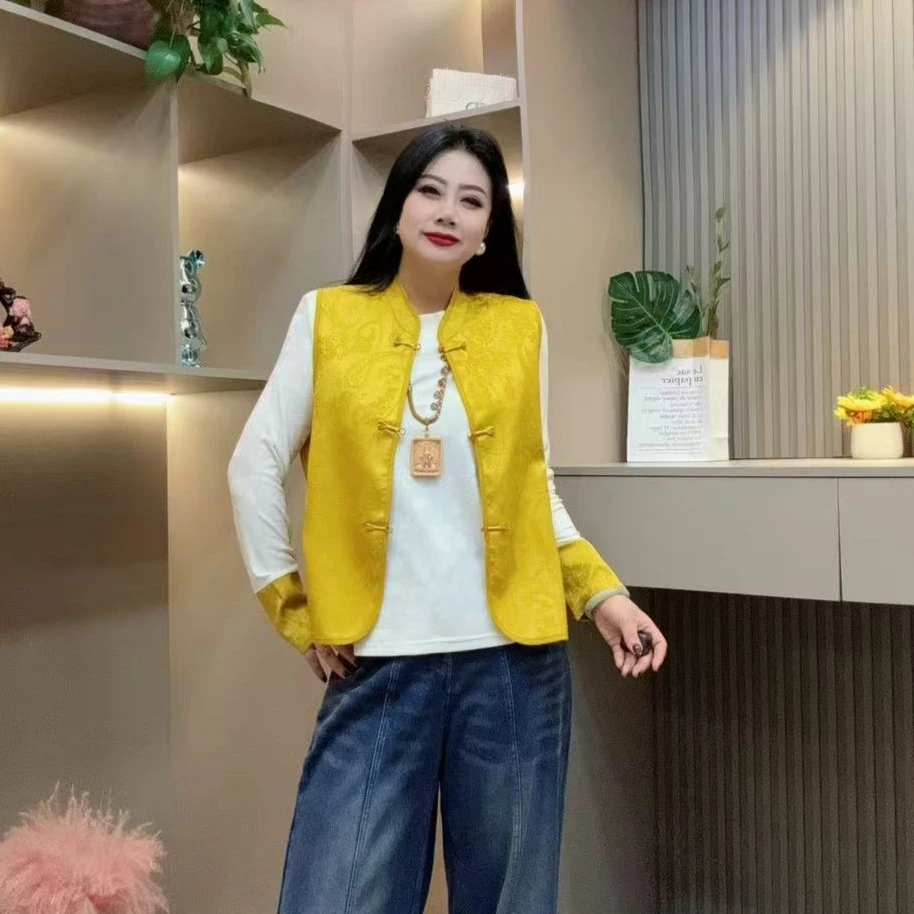 冬季两件套-雨 915 时尚潮流国风印花盘扣显瘦款胖MM大码女装新款