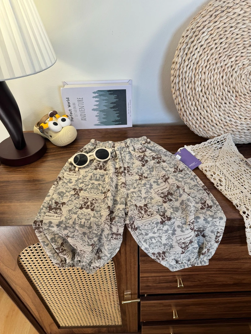 男女童薄款防蚊裤冰丝绉复古炒色轧染男女儿童防蚊灯笼束脚裤