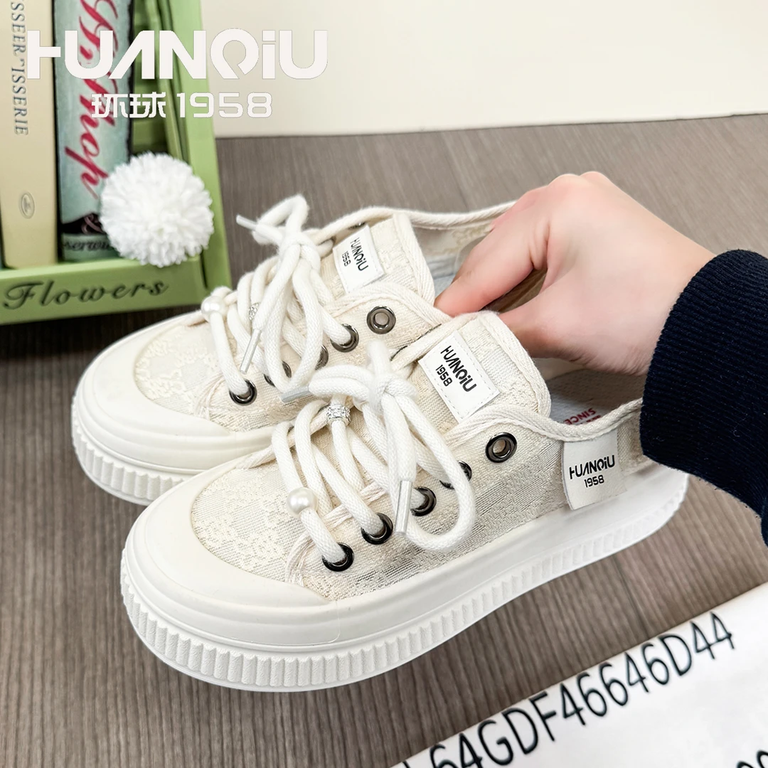 环球小香风2025新款夏季透气时尚网面渔夫鞋女厚底百搭时尚休闲鞋