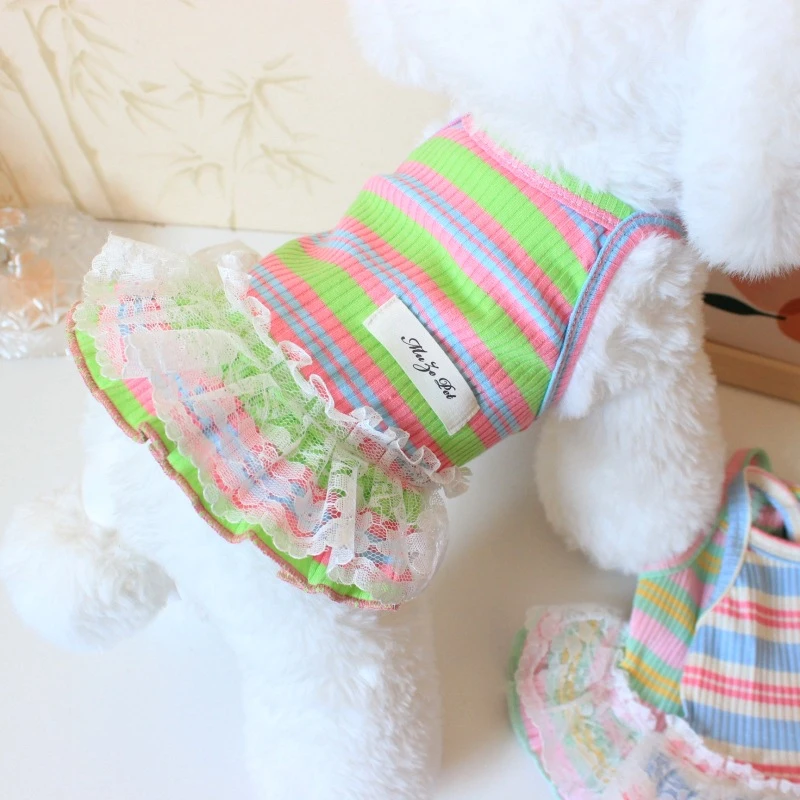 宠物狗猫咪衣服蕾丝公主裙小型犬比熊泰迪背心裙春夏季薄款衣服LQ